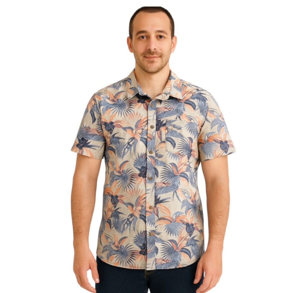 O'Neill Floral Burst Shirt in Blue and Orange Size L EUC